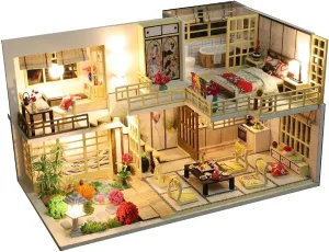 Flever Dollhouse Miniature DIY House Kit with Japanese Style, Creative Room with Furniture for Romantic Valentine's Gift (Quiet and Elegant Residence)