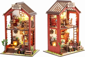 Flever Dollhouse DIY Book Nook Miniature Kit, Bookshelf Insert Decor, 3D Wooden Booknook Miniature Kit, Creative Assembled Bookends (Martin' s Book House)