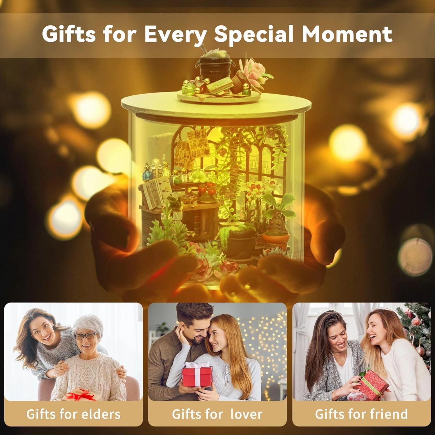 Flever Dollhouse Miniature DIY House Kit Creative Room Dream Bottle Series with Furniture for Romantic Valentine's Gift (Magic Garden)