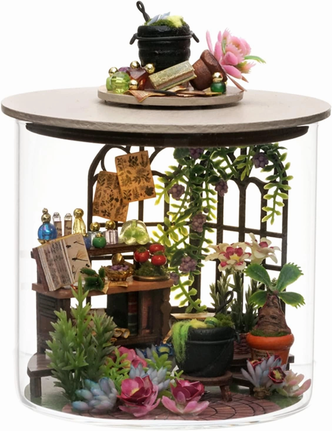 Flever Dollhouse Miniature DIY House Kit Creative Room Dream Bottle Series with Furniture for Romantic Valentine's Gift (Magic Garden)