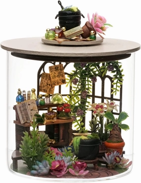 Flever Dollhouse Miniature DIY House Kit Creative Room Dream Bottle Series with Furniture for Romantic Valentine's Gift (Magic Garden)