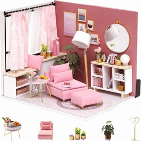 Flever Dollhouse Miniature DIY House Kit Creative Room with Furniture and Cover for Romantic Valentine's Gift(Love You Forever)
