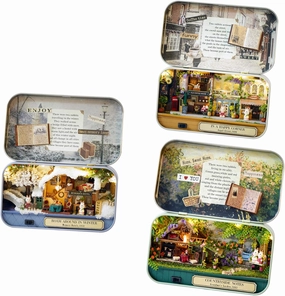 Flever Dollhouse Miniature DIY House Kit Creative Room with Furniture and Cover for Romantic Valentine's Gift(Old Times Including 3 PCS)