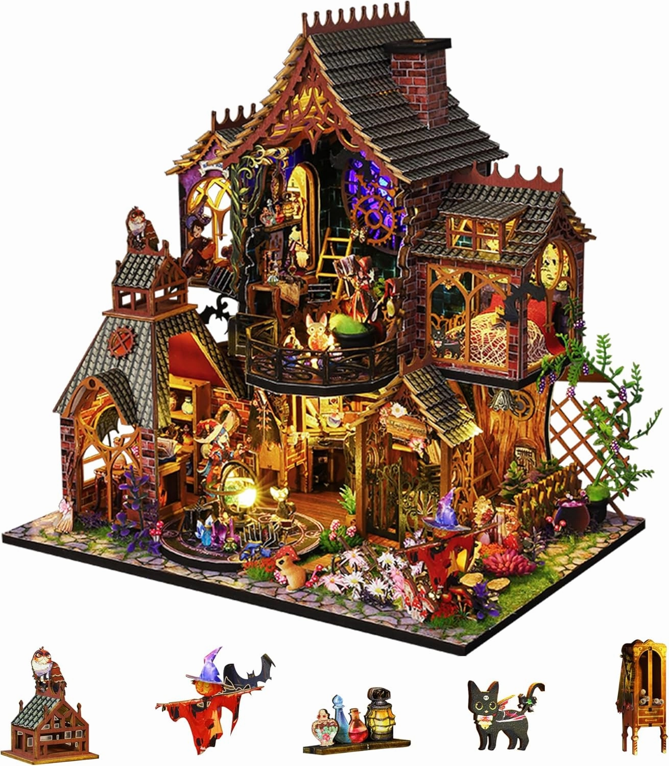 Flever Dollhouse Miniature DIY House Kit Creative Room with Furniture for Romantic Artwork Gift (Magic Forest)