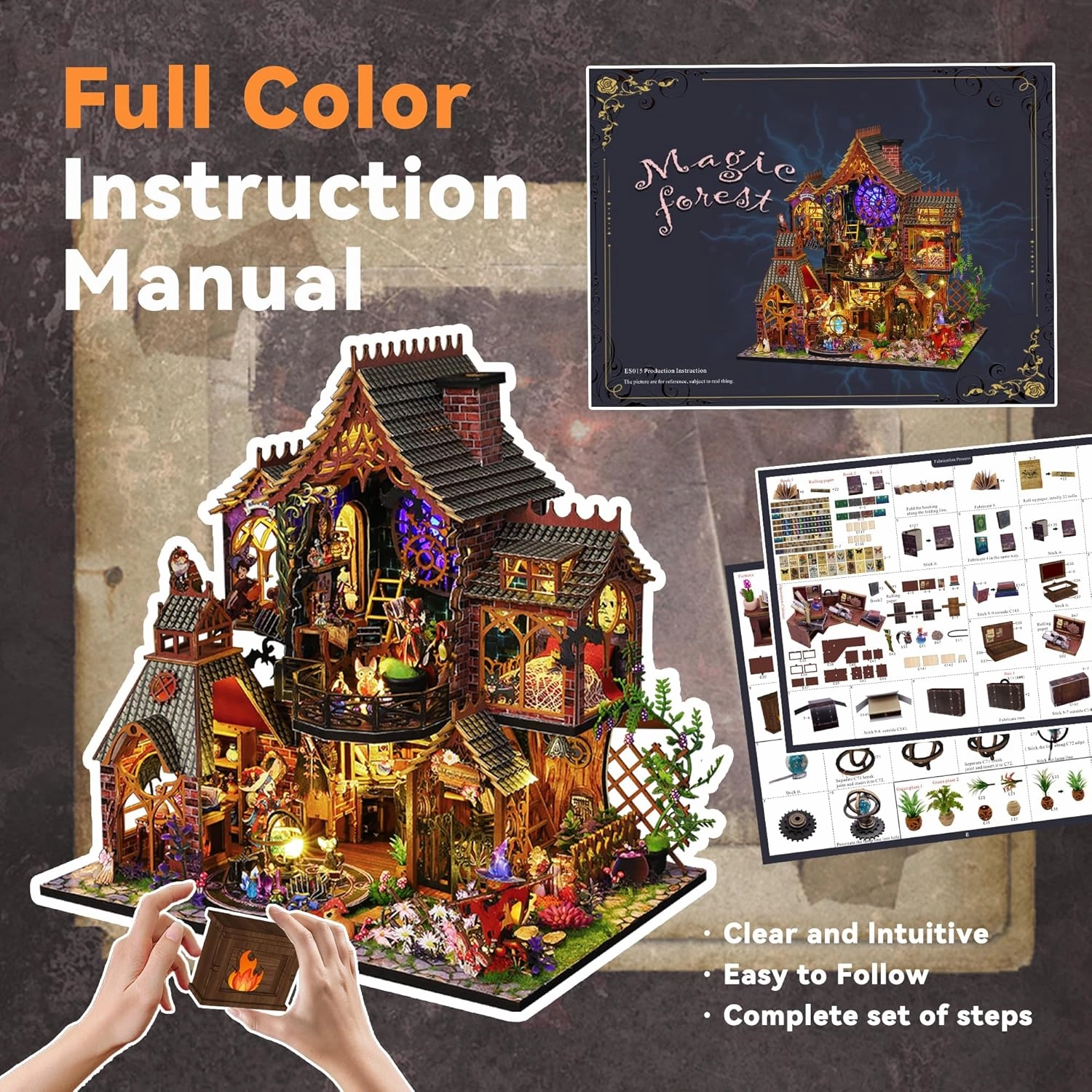 Flever Dollhouse Miniature DIY House Kit Creative Room with Furniture for Romantic Artwork Gift (Magic Forest)