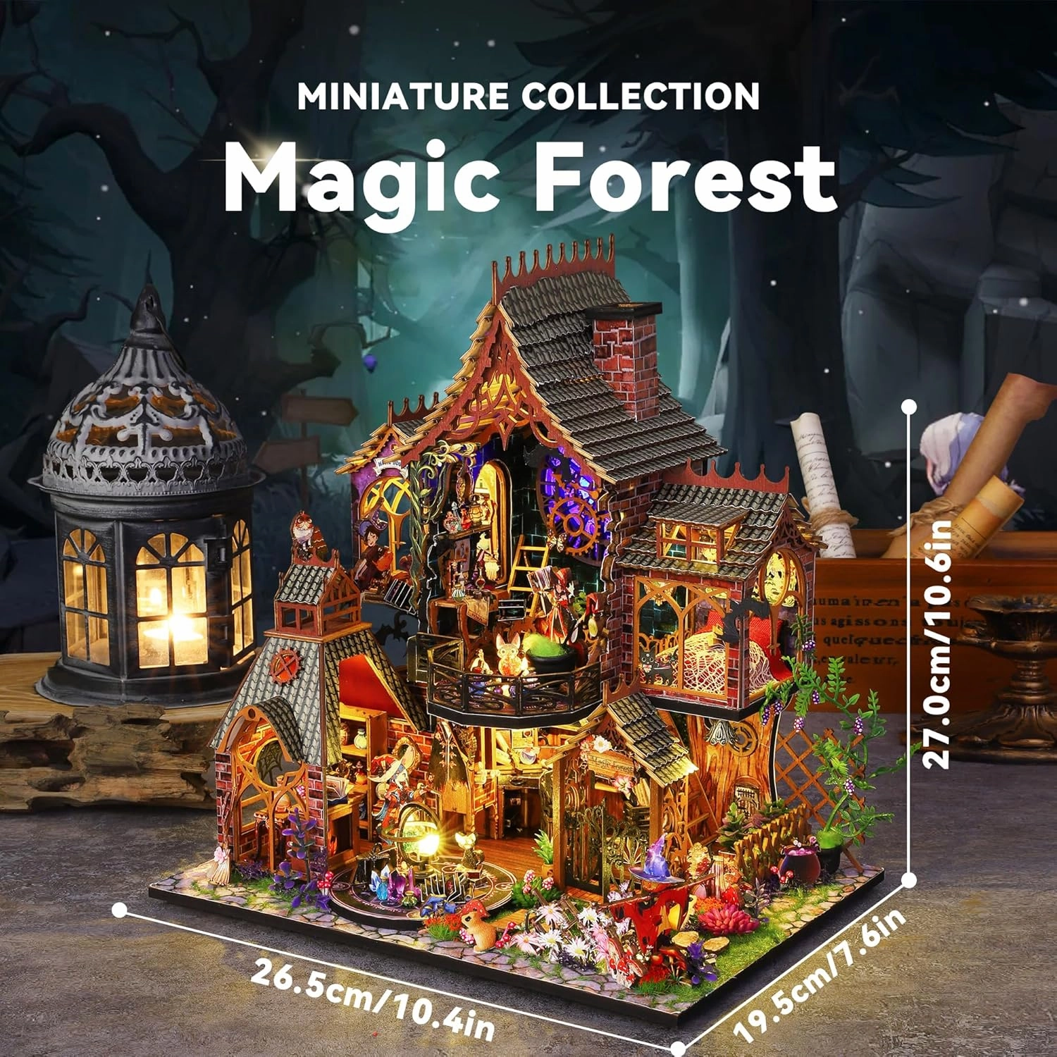 Flever Dollhouse Miniature DIY House Kit Creative Room with Furniture for Romantic Artwork Gift (Magic Forest)