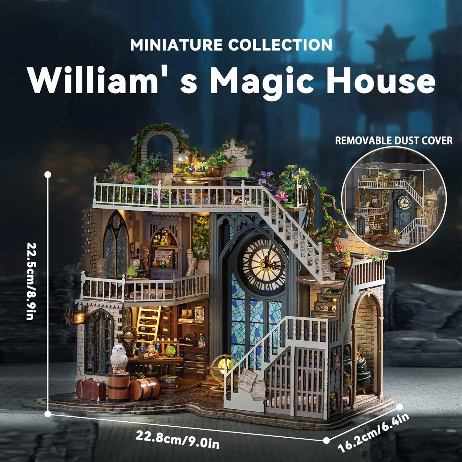 Flever Dollhouse Miniature DIY House Kit Creative Room with Furniture for Romantic Artwork Gift (William' s Magic House)