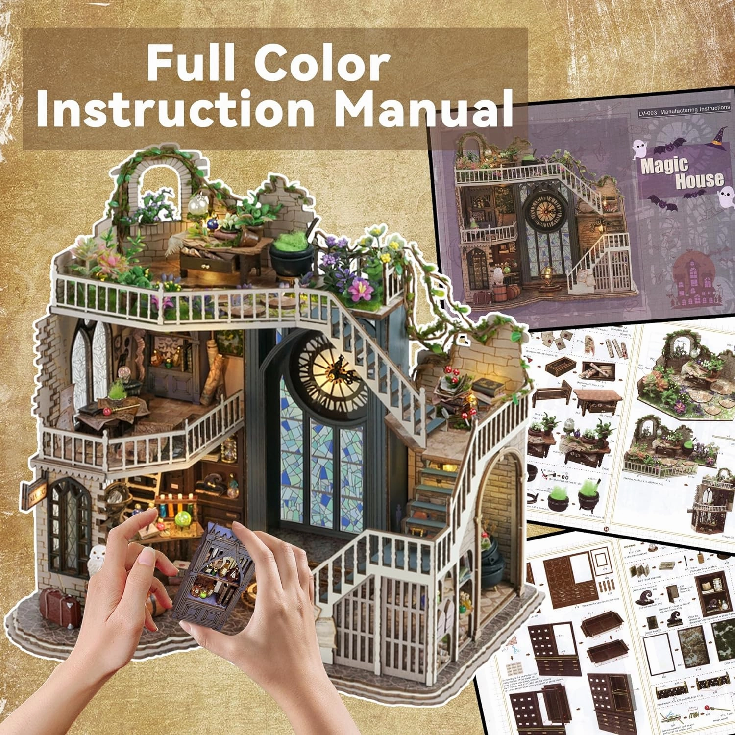 Flever Dollhouse Miniature DIY House Kit Creative Room with Furniture for Romantic Artwork Gift (William' s Magic House)