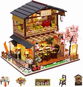 Flever Dollhouse Miniature DIY House Kit Creative Room with Furniture for Romantic Valentine's Gift (Gibon Sushi)