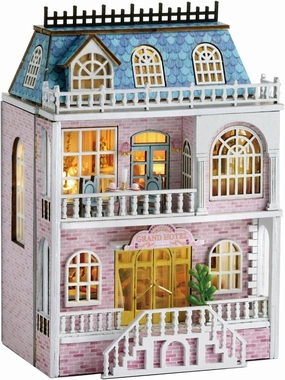Flever Dollhouse Miniature DIY House Kit Creative Room with Furniture for Romantic Valentine's Gift (Romantic Castle)