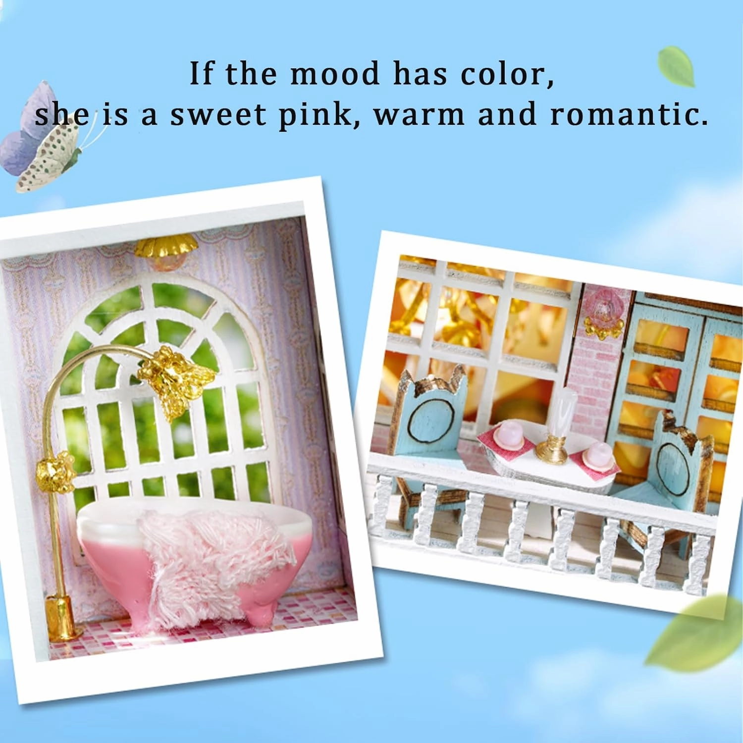 Flever Dollhouse Miniature DIY House Kit Creative Room with Furniture for Romantic Valentine's Gift (Romantic Castle)