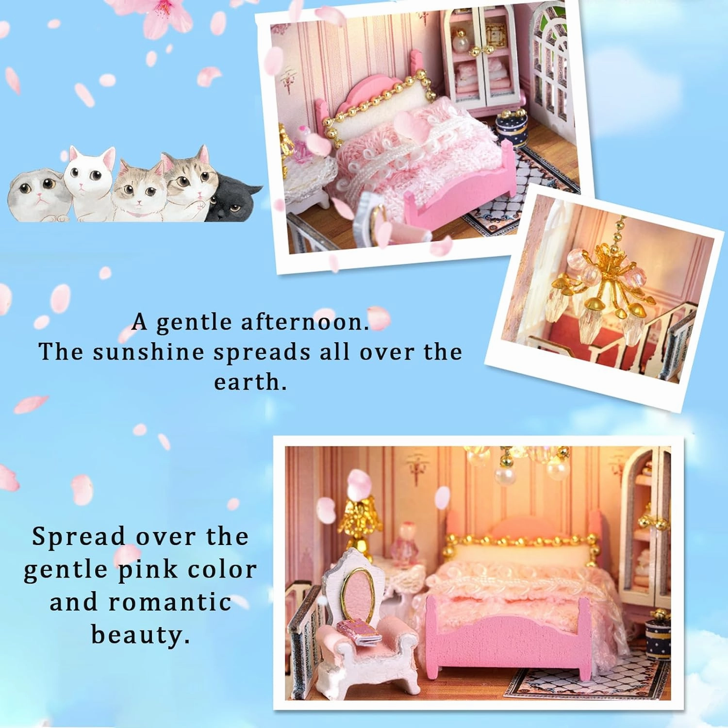 Flever Dollhouse Miniature DIY House Kit Creative Room with Furniture for Romantic Valentine's Gift (Romantic Castle)