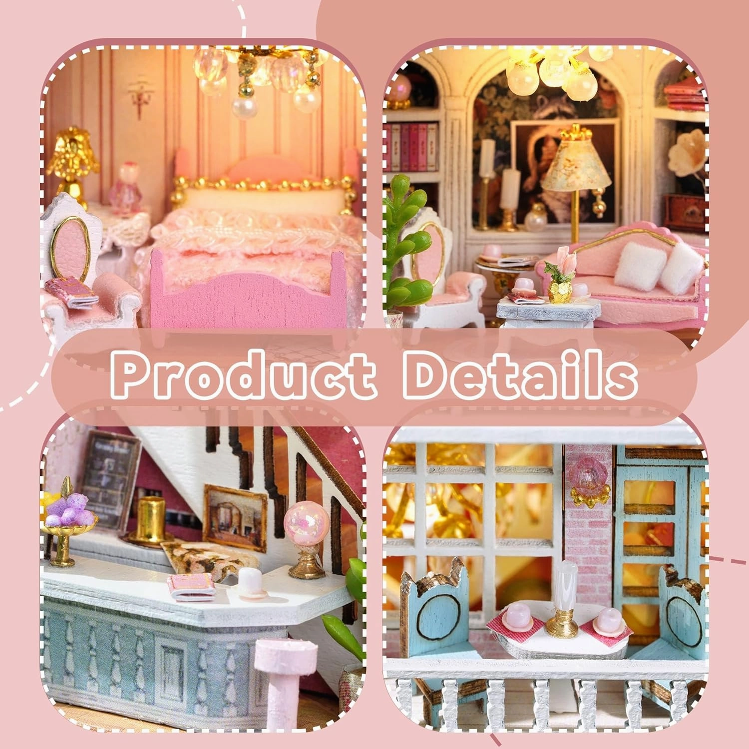 Flever Dollhouse Miniature DIY House Kit Creative Room with Furniture for Romantic Valentine's Gift (Romantic Castle)