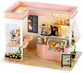 Flever Dollhouse Miniature DIY House Kit Creative Room with Furniture for Romantic Valentine's Gift (Sunshine Tea Station)