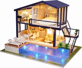 Flever Dollhouse Miniature DIY House Kit Manual Creative with Furniture for Romantic Artwork Gift (Perfect Time Apartment)