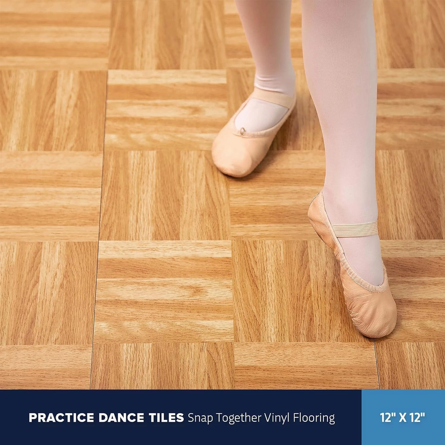 Flooring Inc's 3/8" Thick Interlocking Lightweight Plastic Practice Dance Floor Kit, Printed Dance Temporary Flooring Over Carpet for Practice and Performance of Countless Dance Styles