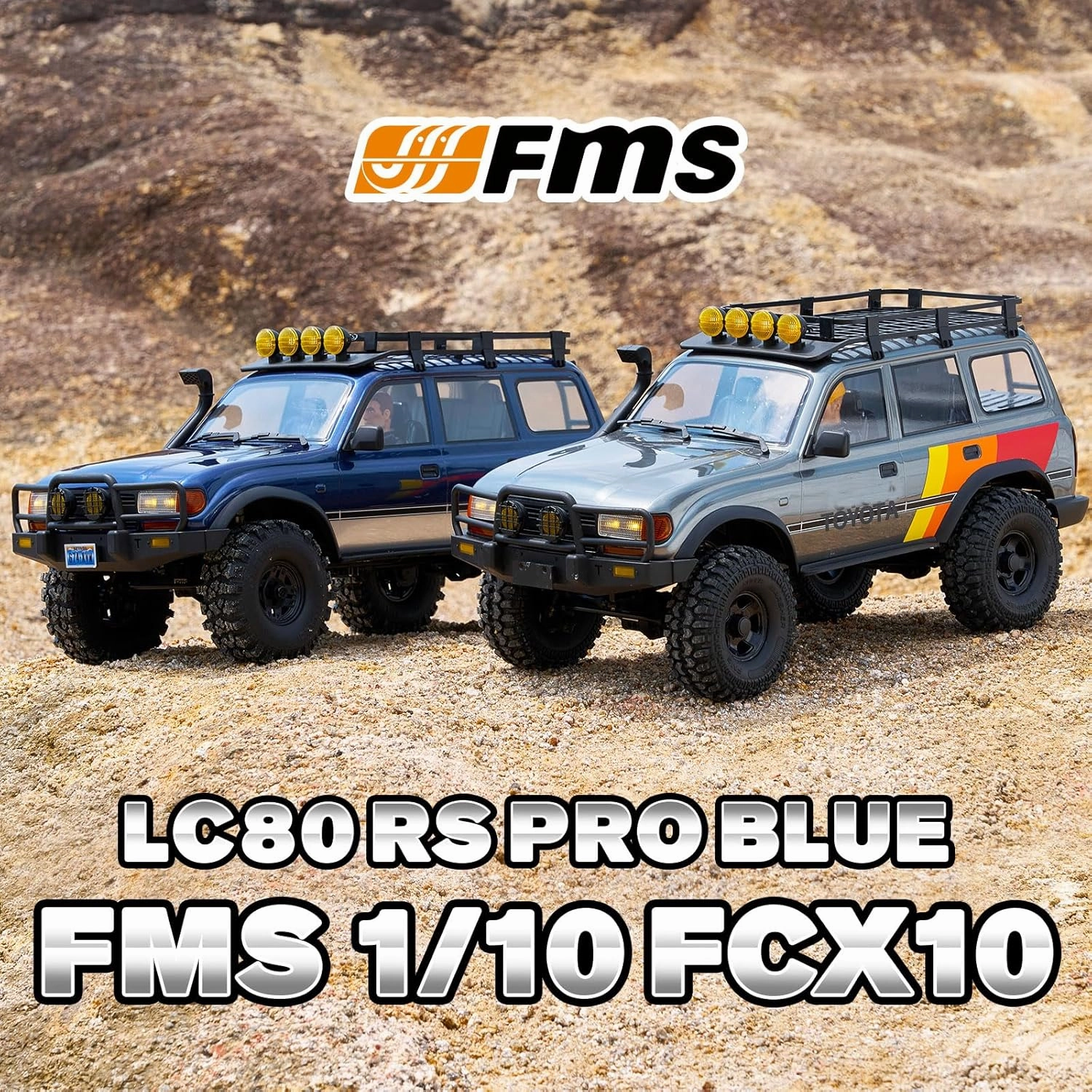 FMS 1/10 LC80 Brushless RC Crawler Pro, FCX10 Toyota RC Rock Crawler with Lighting and Two-Speed, Hobby Grade Offroad RC Car for Adults, RS (Blue)