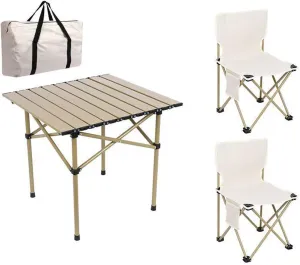 Folding Bea Picnic Tables Collapsible Backpack Lawn air Camping Folding air Set with Roll up Carbon Steel Table for More People Party, BBQ
