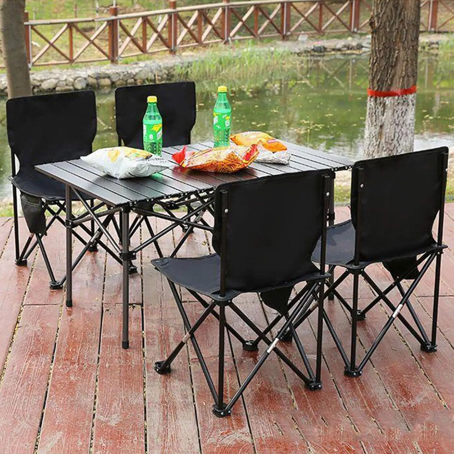 Folding Bea Picnic Tables Collapsible Backpack Lawn air Camping Folding air Set with Roll up Carbon Steel Table for More People Party, BBQ