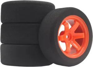 for HSP 94123 for Sakura D4 Tiangong for TT02 1/10 RC Tire Professional for Racing Flat Car 6 Degrees Hub Flat Car Sponge Tire RC Car Repair Kit(Orange)