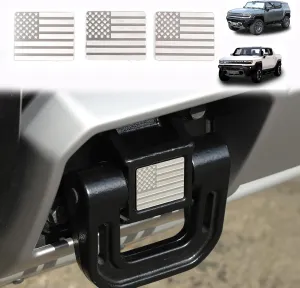 for Hummer EV Accessories Tow Hook Trim Cover 3PCS Front Rear Bumper Tow Hook Cover Trailer Trim Compatible with Hummer EV 2024 2025  (Silver)