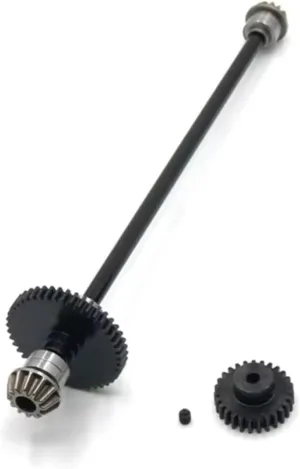 for Wltoys 144010 144001 144002 1/14 Metal Upgrade 27T Motor Gear Central Drive Shaft Assembly Length 173mm Gear Outer Diameter 32mm RC Car Parts RC Car DIY Parts(Black)