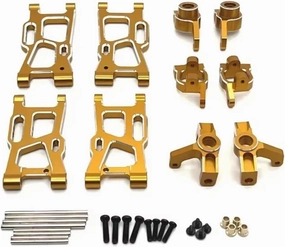 for WLtoys 144001 144002 144010 124016 124017 124018 124019 124007 124008 for RIaarIo 1/14 1/12 C8803 RC Car Metal Upgrade Parts RC Car DIY Parts(Yellow)