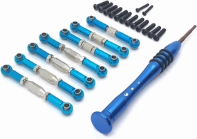 for Wltoys 144002 144001 124016 124017 124018 124019 Metal Linkage Servo Pull Steering Tie Rod Set RC Car Upgrade Parts Replacement RC Car DIY Parts(Blue)