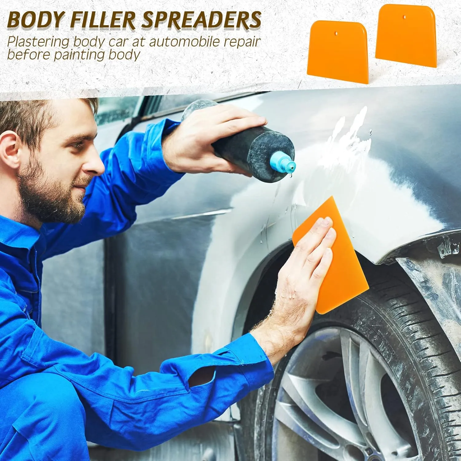 Frienda Body Filler Spreaders Plastic Tools for Automotive Applying Putties Glazes Caulks and Paint(60 Pcs,3.5 x 2.6 x 3.9 in)
