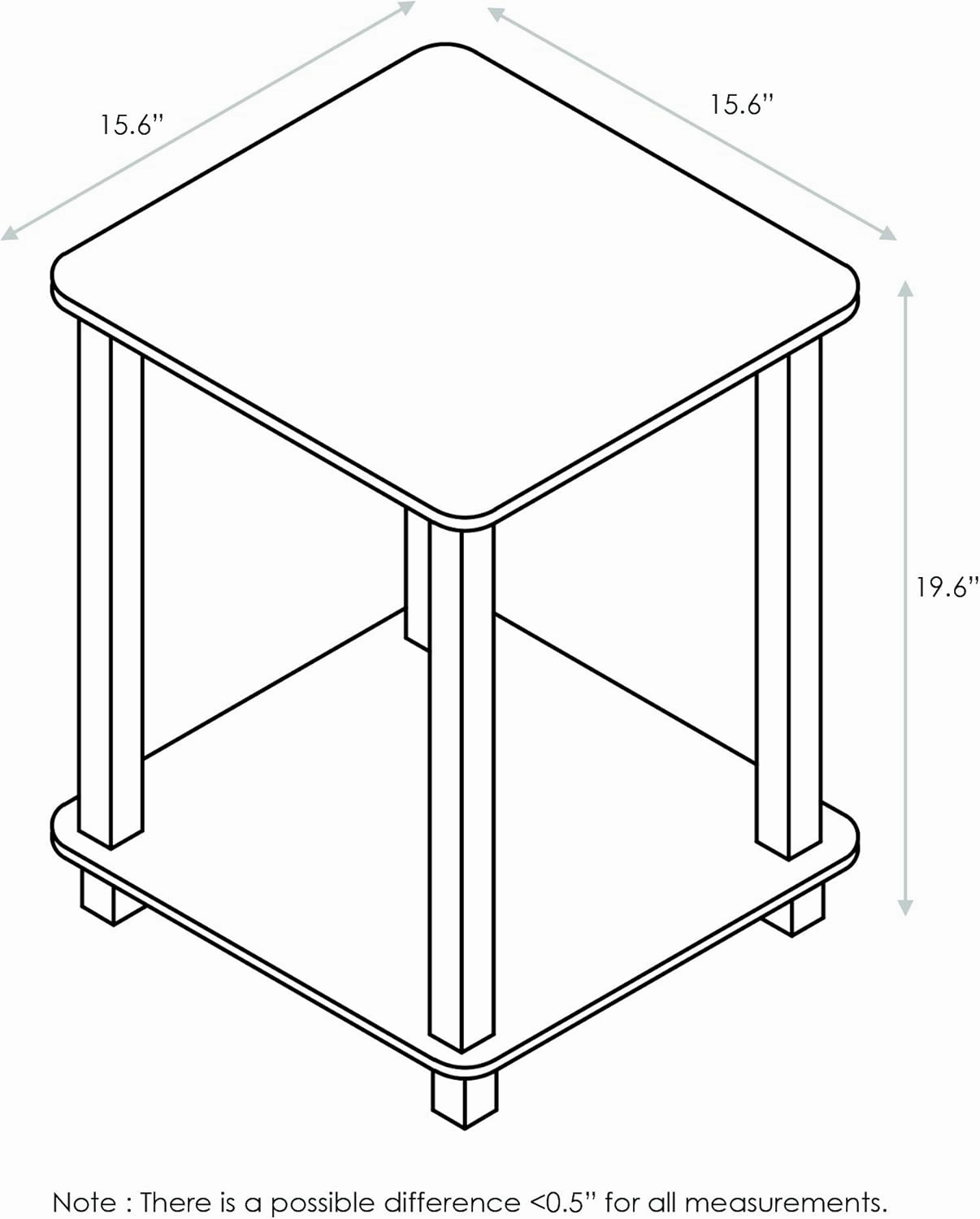 Furinno Simplistic Set of 2 End Table, Dark Walnut