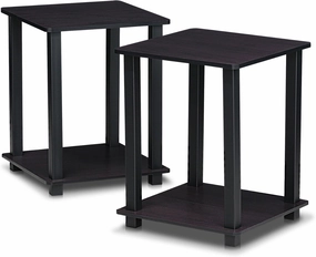 Furinno Simplistic Set of 2 End Table, Dark Walnut