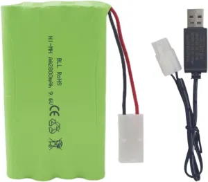 Fytoo 9.6V 2800mah AA Rechargeable Batteries with Tamiya Plug with USB Charging Cable for RC Toy Cars Trucks Tanks Engineering Vehicles Remote Control Boats Rechargeable Batteries