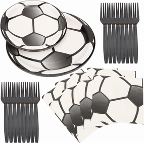 Gadpiparty 48-piece Football Themed Birthday Party Supplies Disposable Paper Utensils Plates Set Soccer Dinnerware for Boys and Girls