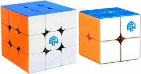 GAN 356 RS, 3x3 Speed Magic Cube Stickerless Bundle with GAN 249 V2, 2x2 Speed Mini Magic Cube 49mm Stickerless