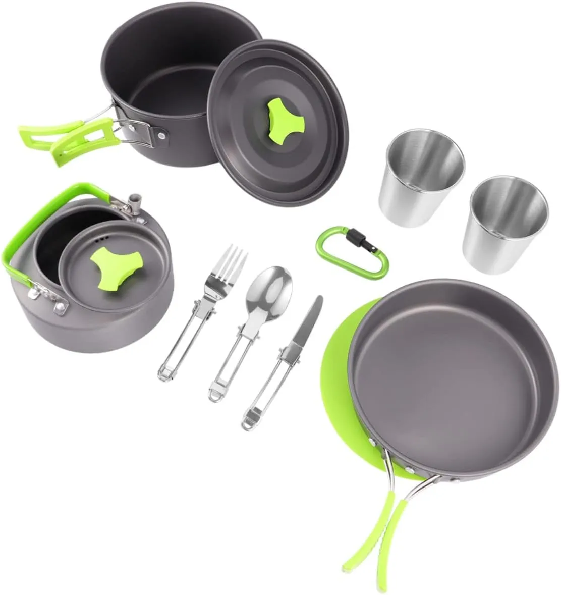 GANAZONO 12-Piece Camping Cooking Set Picnic Cookware Kit Portable Table Aluminum Alloy for 1-2 Person
