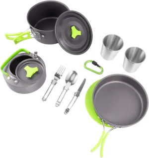 GANAZONO 12-Piece Camping Cooking Set Picnic Cookware Kit Portable Table Aluminum Alloy for 1-2 Person