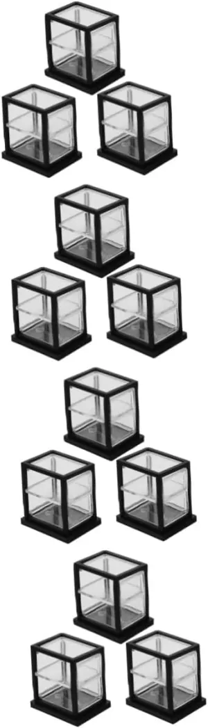 Garneck 5sets 3pcs Miniature Bakery Display Cabinet Double Layer Transparent Dollhouse Ornament Cute Store Cupboard for Cake Dessert Decoration Design 3pcs*5