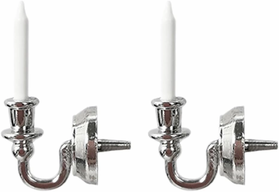Garneck 2 Pairs Dollhouse Miniatures Accessory Small House Decor Miniature Candle Lamp Ornament