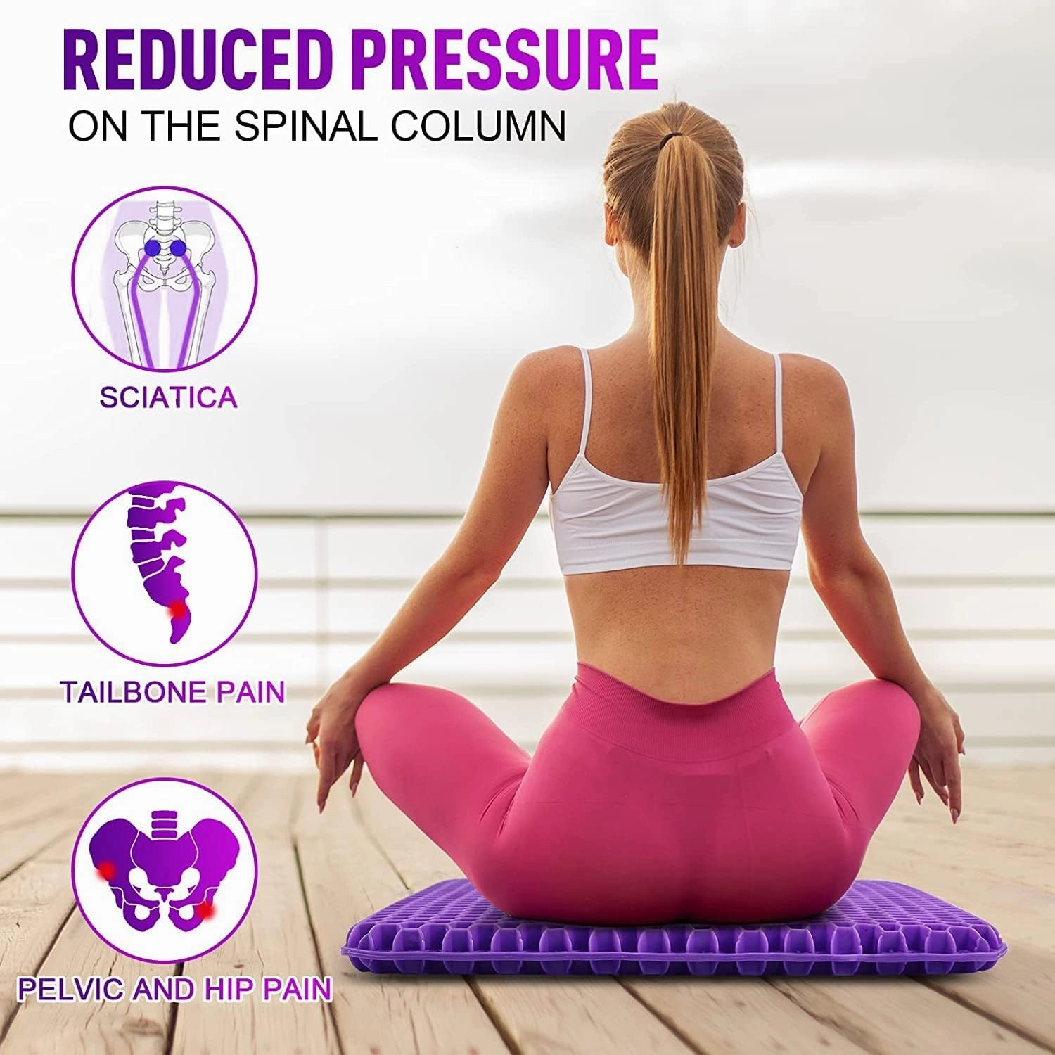 Gel Seat Cushion for Long Sitting Pressure Relief (Super Large & Thick) - Non-Slip Gel Chair Cushion for Back, Sciatica, Tailbone Pain Relief - Seat Cushion for Office Desk Chair, Car, Wheelchair