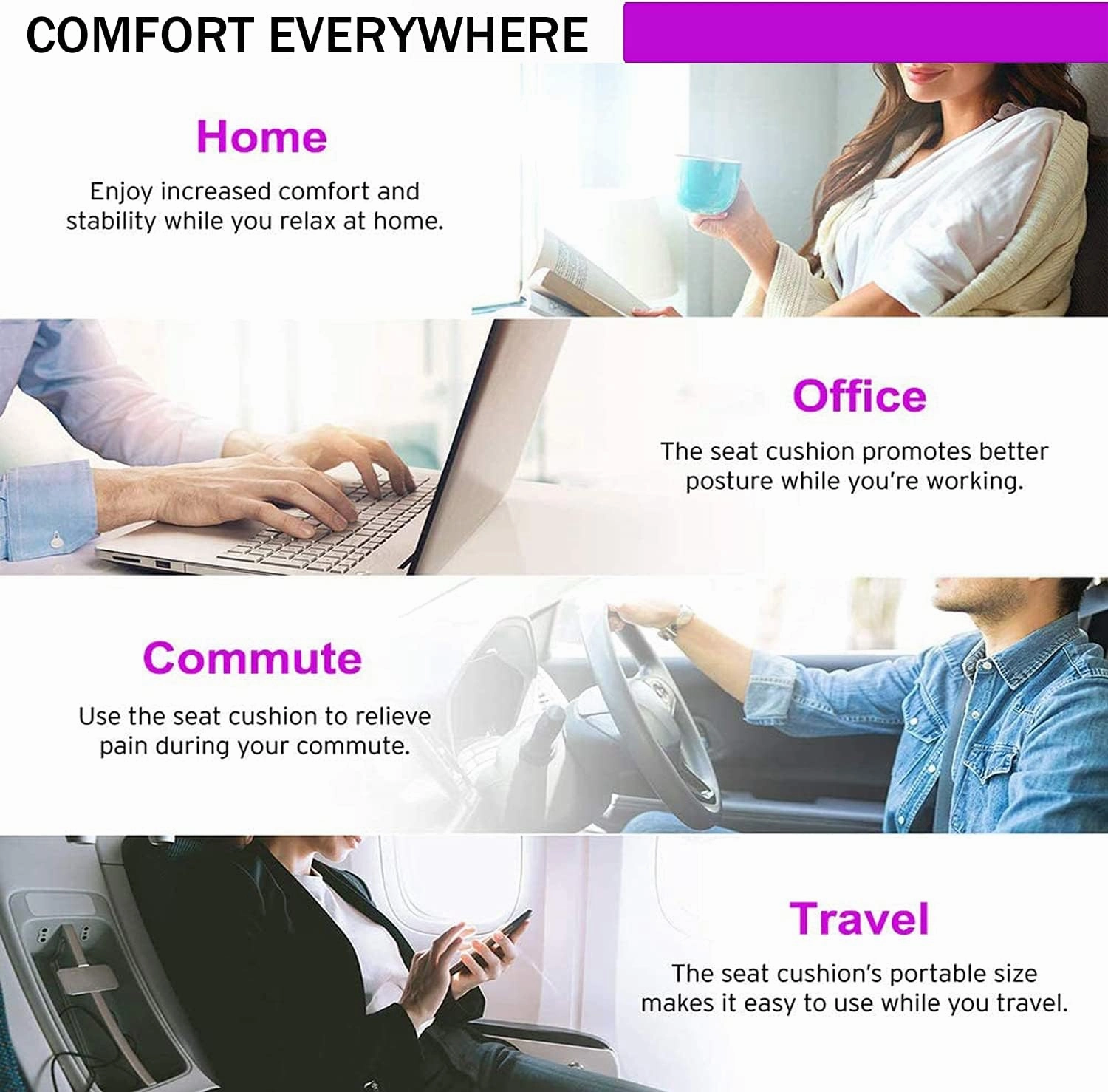Gel Seat Cushion for Long Sitting Pressure Relief (Super Large & Thick) - Non-Slip Gel Chair Cushion for Back, Sciatica, Tailbone Pain Relief - Seat Cushion for Office Desk Chair, Car, Wheelchair