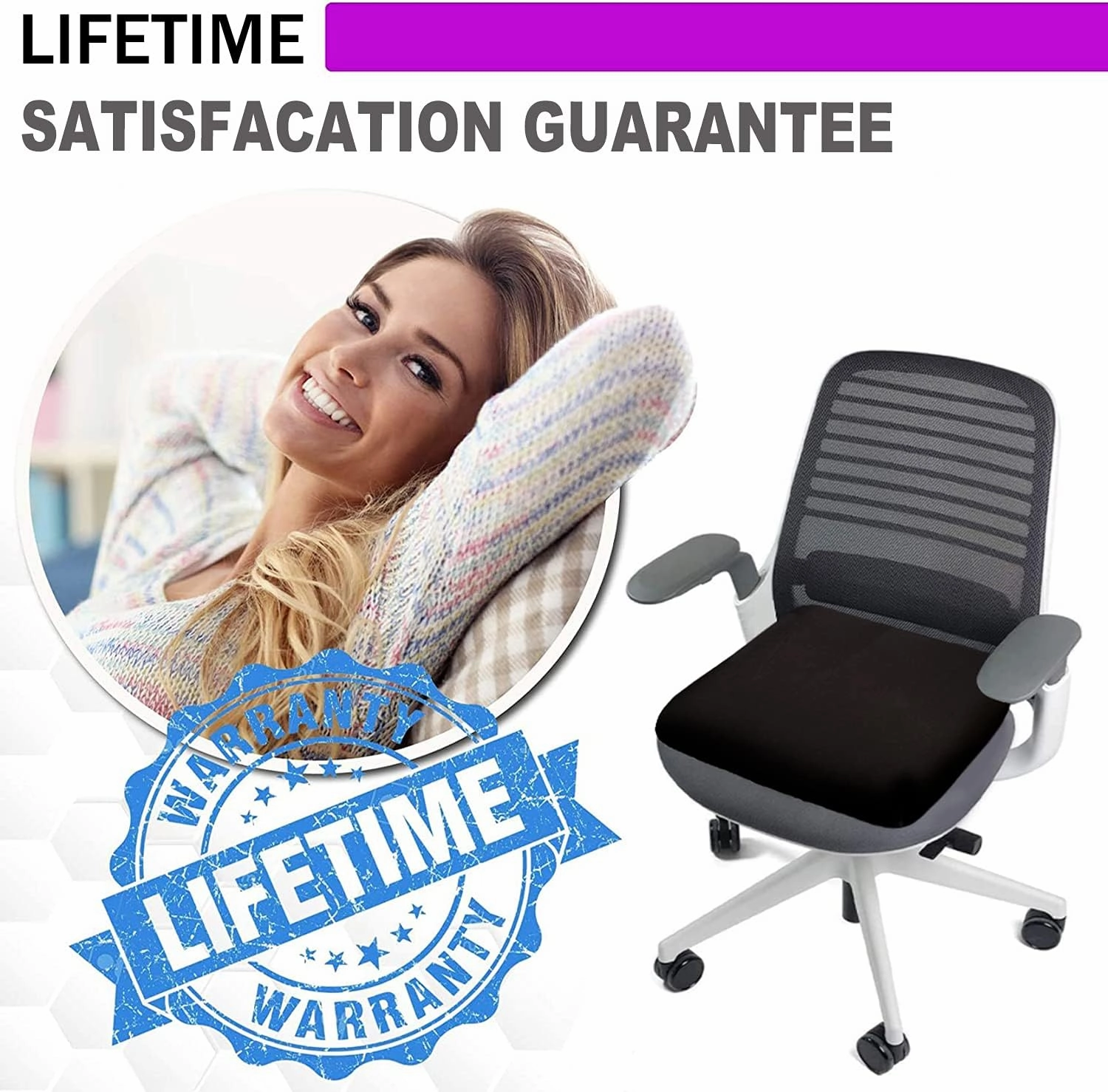 Gel Seat Cushion for Long Sitting Pressure Relief (Super Large & Thick) - Non-Slip Gel Chair Cushion for Back, Sciatica, Tailbone Pain Relief - Seat Cushion for Office Desk Chair, Car, Wheelchair