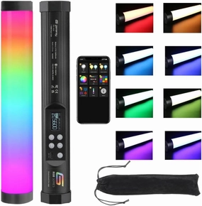 GENARAY 1' RGB LED Tube Light for Photography - Rechargeable Full Color Portable Video Light w/App Control, 2800-8000K CCT HSI Modes, Customize 10 Lighting & 7 Pixel Effects, CRI 96, TLCI 99, 103 Lux