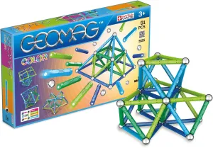 Geomag - COLOR - 91-Piece Magnetic Building Set, Certified STEM Construction Toy, Safe for Ages 3 and Up