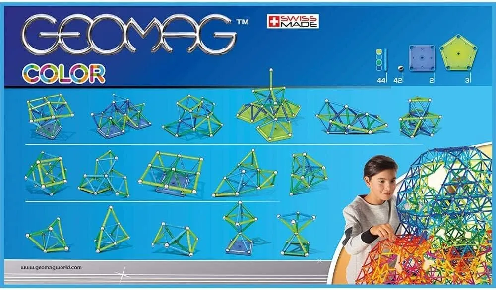 Geomag - COLOR - 91-Piece Magnetic Building Set, Certified STEM Construction Toy, Safe for Ages 3 and Up