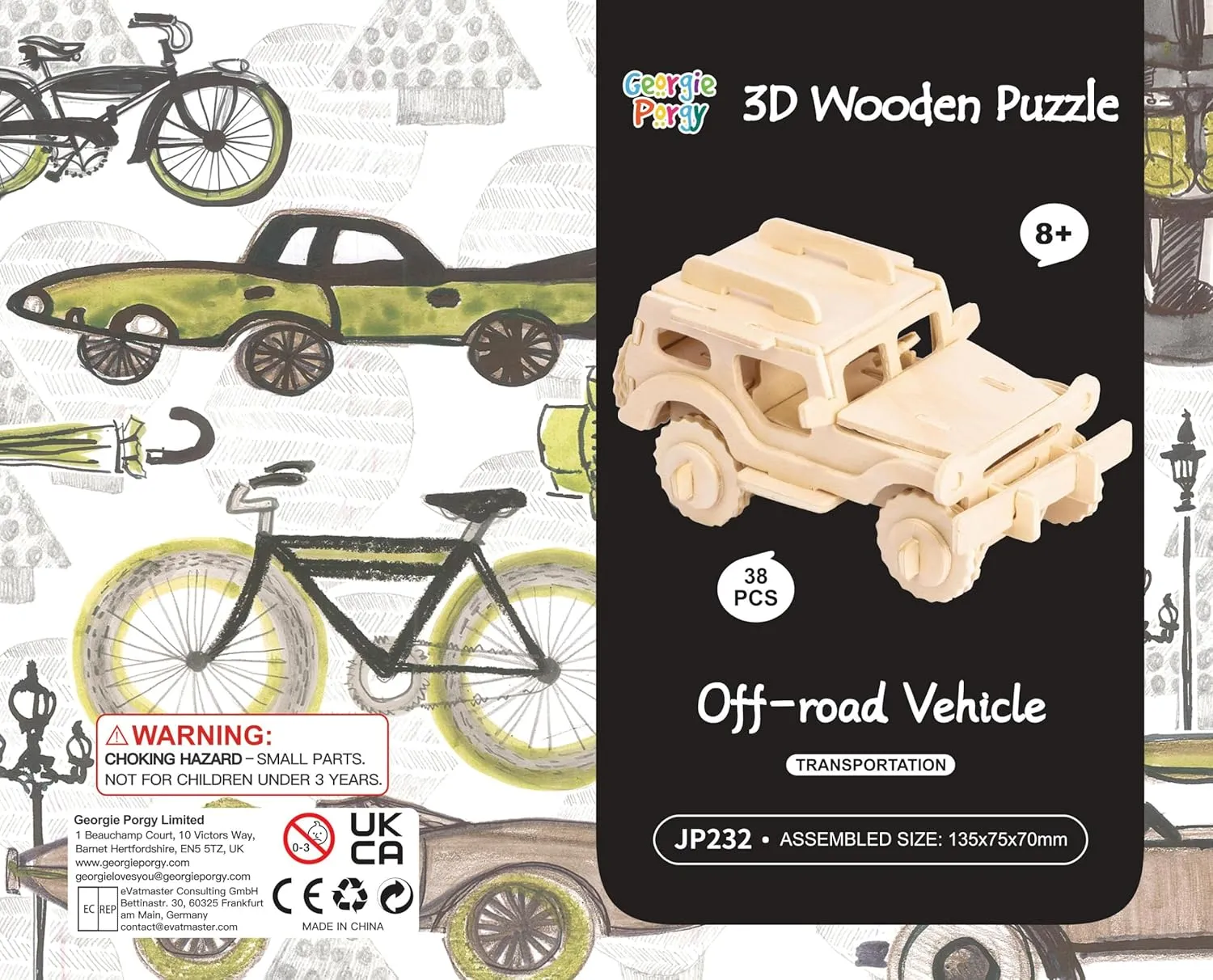 Georgie Porgy 3D Wooden Puzzles, DIY Models Kits for Kids, Dinosaur Animal Airplane Car Woodcraft Construction Toy DIY Projects (Airplanes Off-Road Vehicle Cars Yacht)