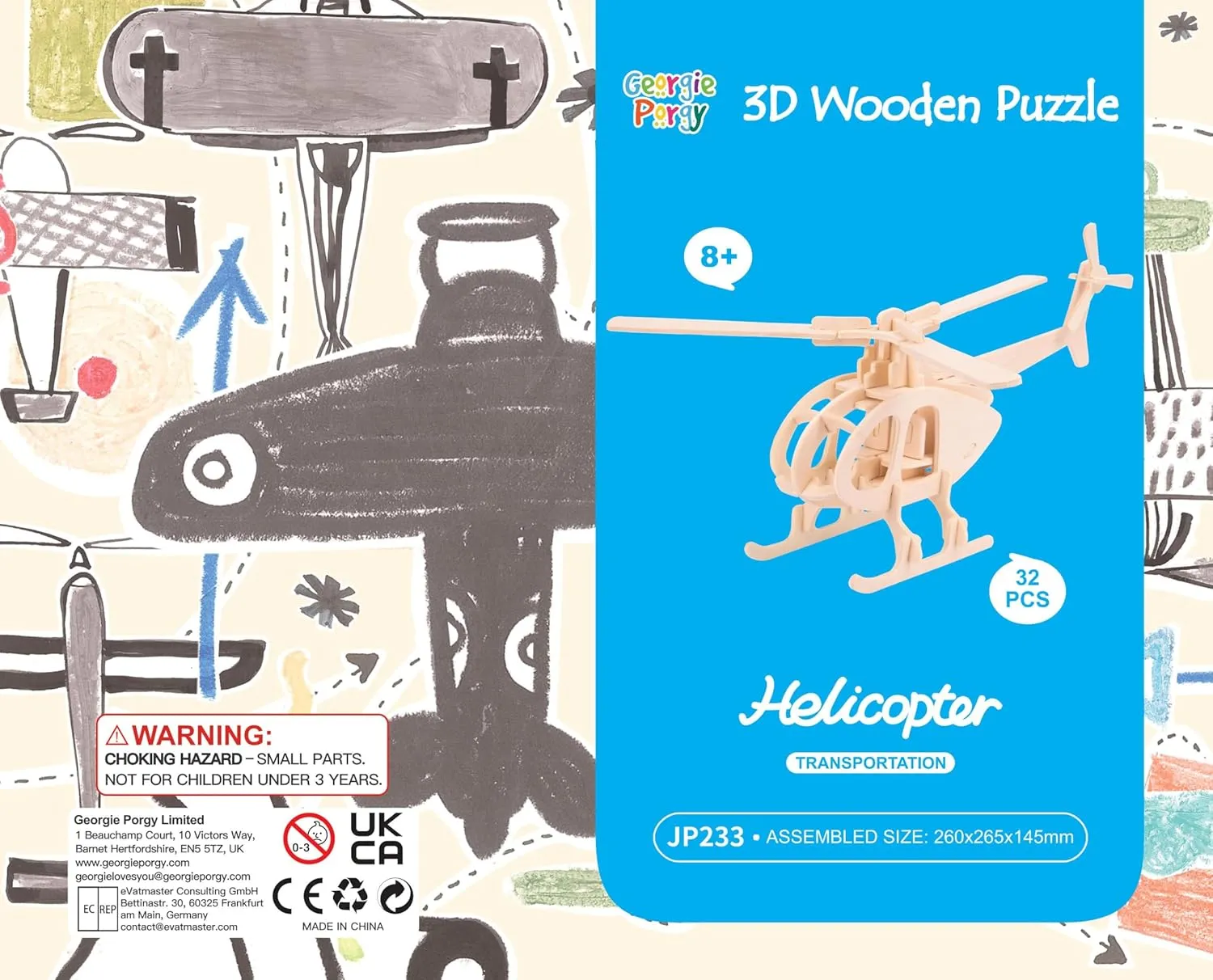 Georgie Porgy 3D Wooden Puzzles, DIY Models Kits for Kids, Dinosaur Animal Airplane Car Woodcraft Construction Toy DIY Projects (Airplanes Off-Road Vehicle Cars Yacht)
