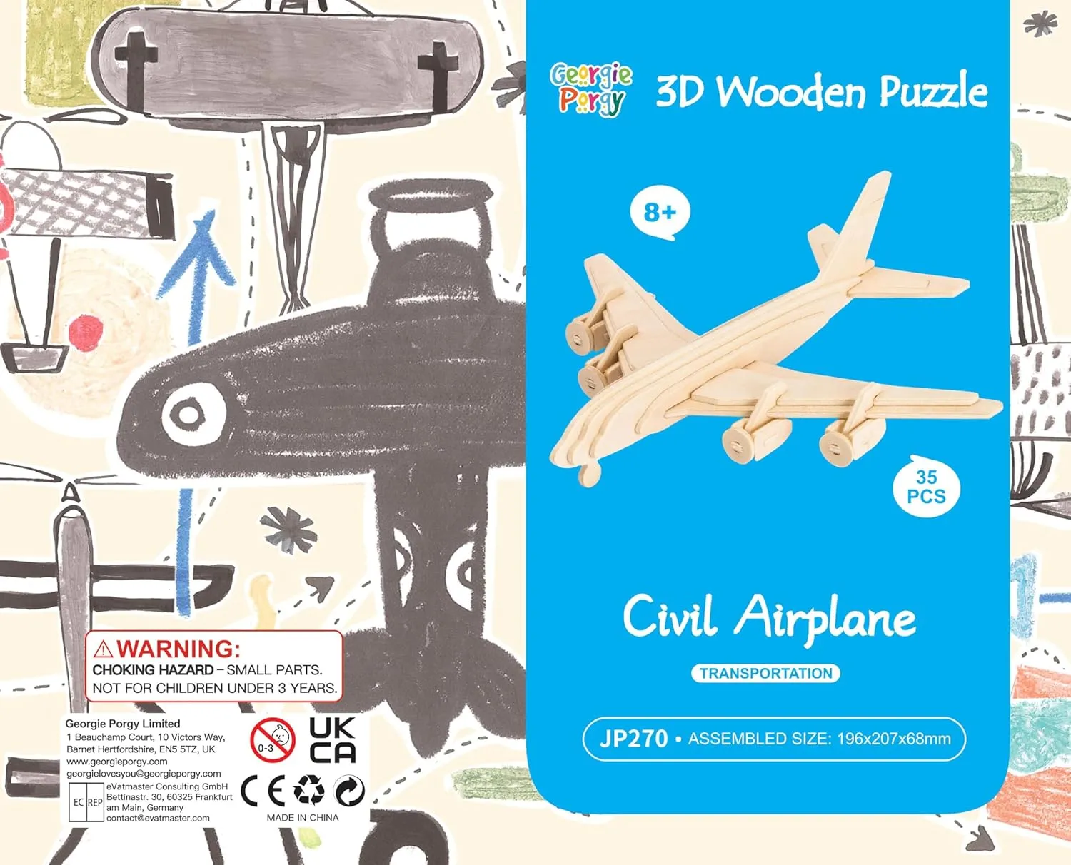 Georgie Porgy 3D Wooden Puzzles, DIY Models Kits for Kids, Dinosaur Animal Airplane Car Woodcraft Construction Toy DIY Projects (Airplanes Off-Road Vehicle Cars Yacht)