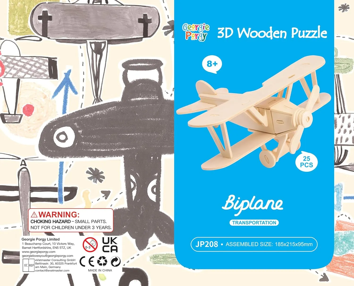 Georgie Porgy 3D Wooden Puzzles, DIY Models Kits for Kids, Dinosaur Animal Airplane Car Woodcraft Construction Toy DIY Projects (Airplanes Off-Road Vehicle Cars Yacht)