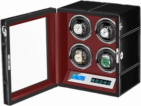 GeRRiT Watch Display Box Watch Winder for 4 Automatic Watches Watches Display Box with LCD Touch Screen LED Illumination TPD Rotation Mode Setting Quiet Adjustable Watch Pil