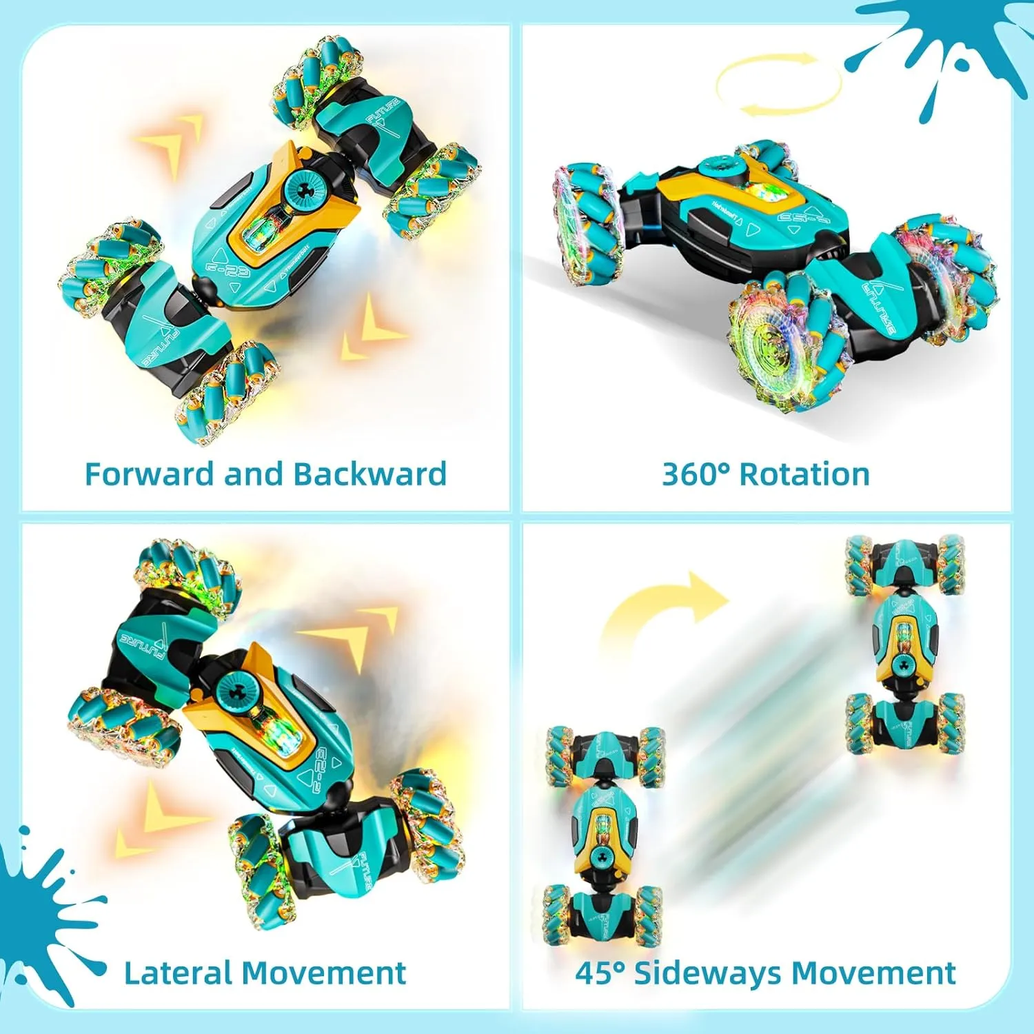 Gesture Sensing RC Stunt Car,​Remote Control Car Toys for Ages 5-13,4WD All-Terrain with 360° Flips & LED Music Show,3-6 Year Old Boy Birthday Gift,Indoor/Outdoor Play & Gifts for Boys Toys Age 8-10
